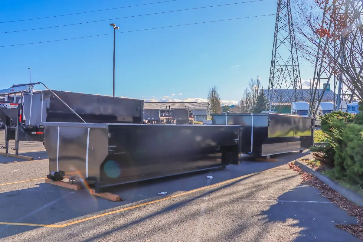 Roll-off dumpster ready for waste disposal at job site for Yard Waste Dumpster Rental in Travilah